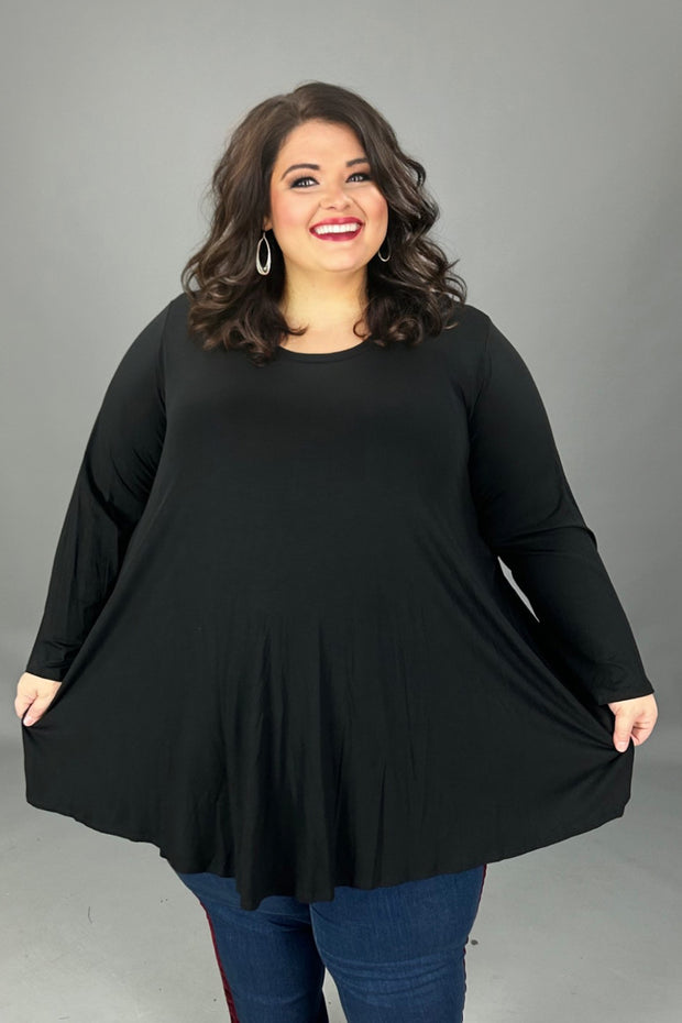 26 SLS {My Time Of Night} Black Rounded Hem Top EXTENDED PLUS SIZE XL 2X 3X 4X 5X