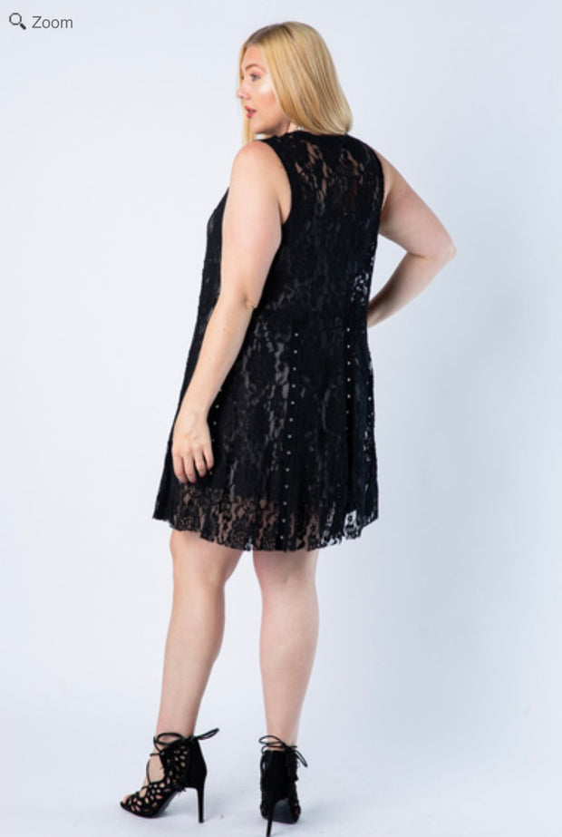 49 OT {Creating Romance} VOCAL Black Lace Vest PLUS SIZE XL 2X 3X