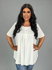 11 SSS-A {Right On Time} Ivory Short Sleeve Top PLUS SIZE 1X 2X 3X