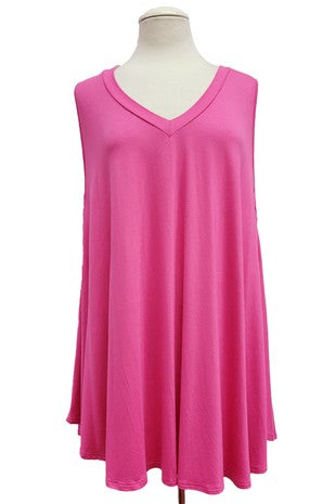 25 SV {Trendy In Color} Pink V-Neck Rounded Hem Top EXTENDED PLUS SIZE 4X 5X 6X