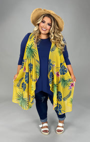 29 OT-A {Palm Figures} Yellow Palm Leaf Vest PLUS SIZE  SALE!!!!