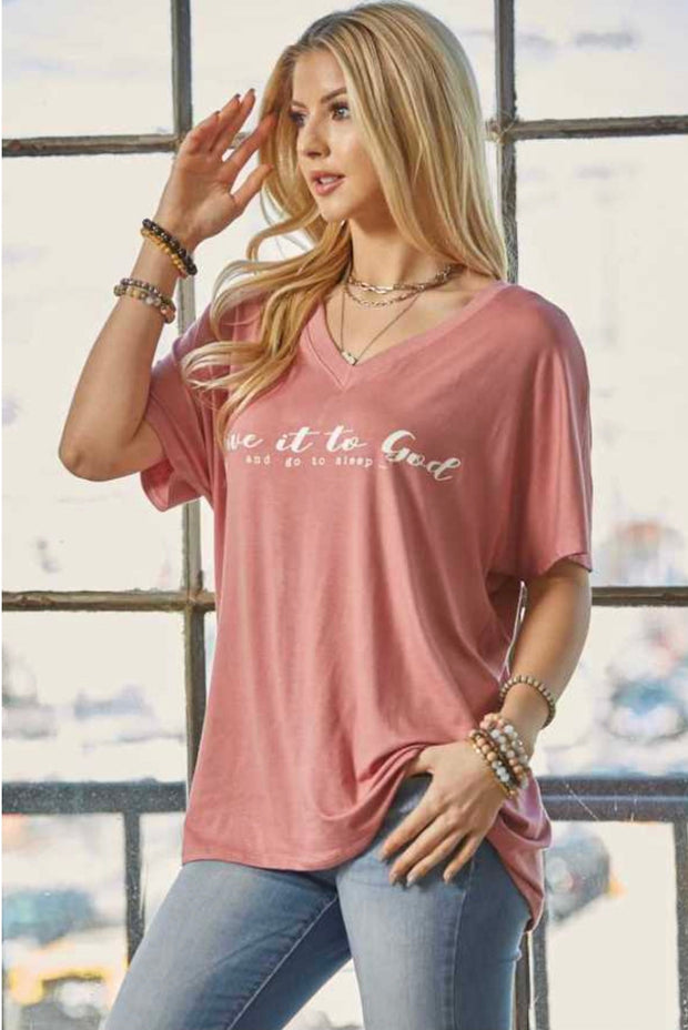 57 GT-B {Give It To God} Cinnamon V-Neck Tee PLUS SIZE 1X 2X 3X  SALE!!!!