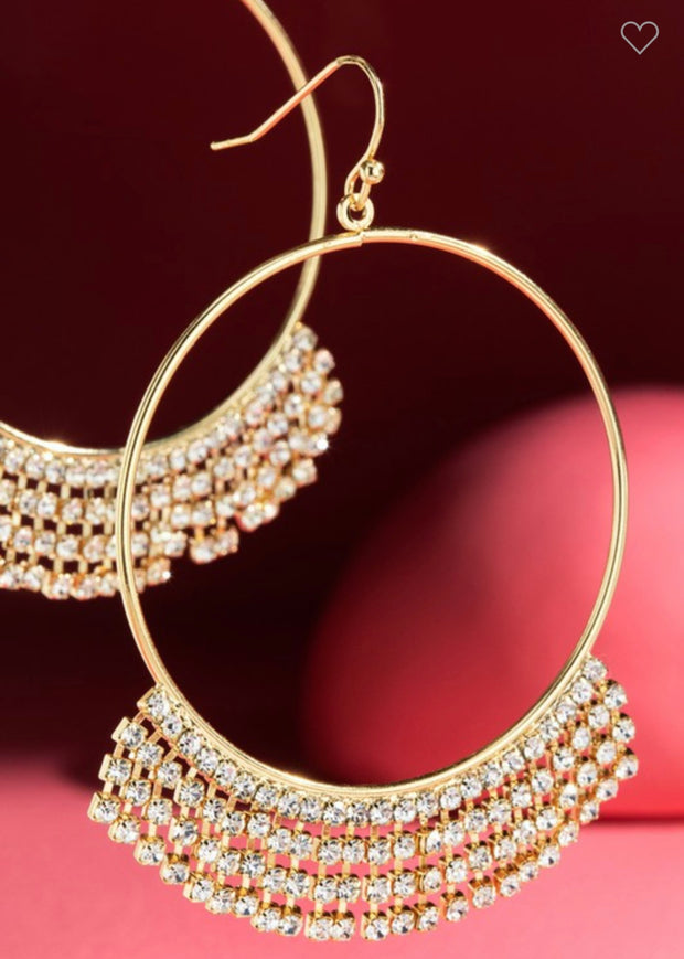 EARRINGS {First Class Hoop} Gold Rhinstone Earrings