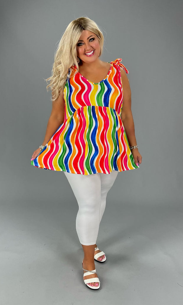 79 SV-Z {Swirls of Color) Rainbow Swirl Babydoll Top PLUS SIZE 1X 2X 3X