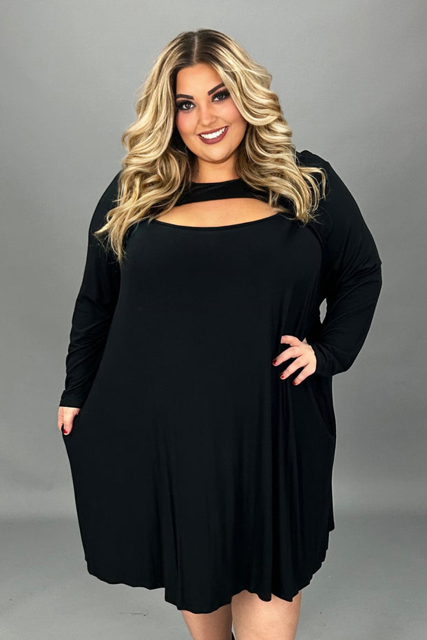 17 SLS-A {All In Favor} Black Key Hole Dress CURVY BRAND!! EXTENDED PLUS SIZE 3X 4X 5X 6X