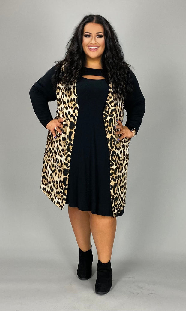 97 OT-M {Taking Trips} Brown Leopard Print Vest EXTENDED PLUS SIZE 1X 2X 3X 4X 5X