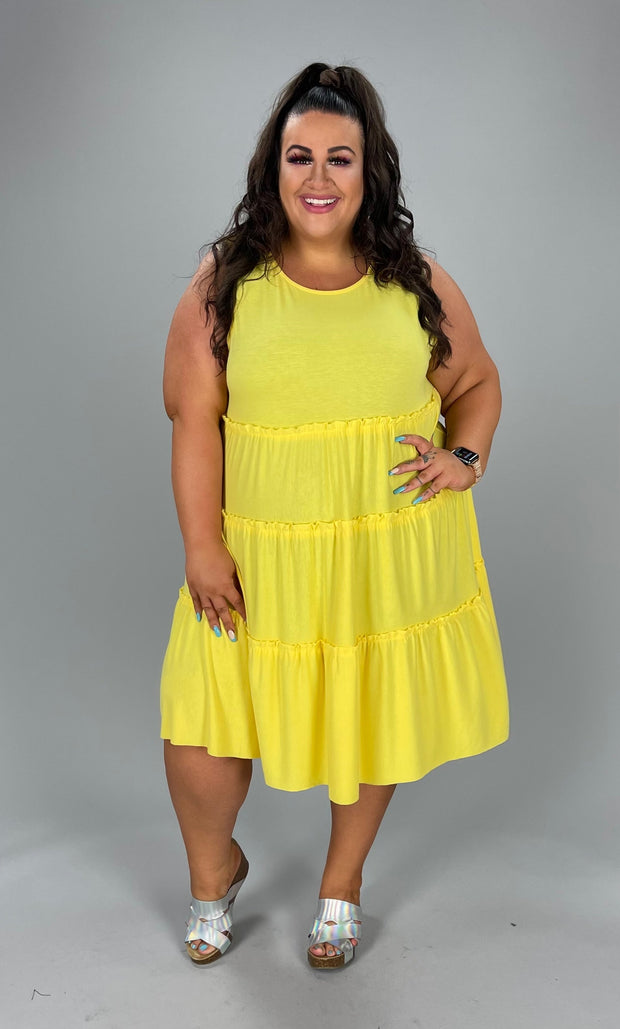 47 SV-B {Full Of Dreams} Yellow Tiered Dress PLUS SIZE 1X 2X 3X