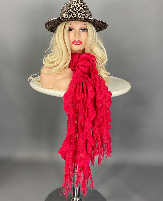 FUCHSIA FASHION SCARF WITH FRINGE