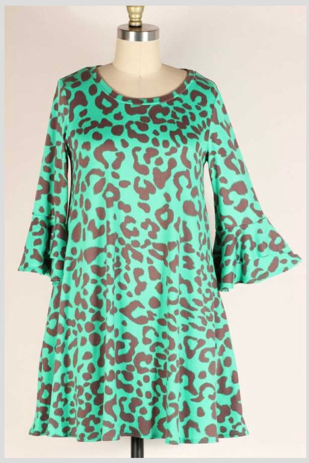 26 PQ-I {Envious Feelings} Green Brown Animal Print Top   PLUS SIZE 1X 2X 3X SALE!!!!