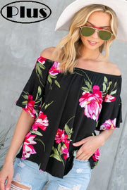 35 PSS {Eyes Are On Me} Black Floral Flutter Sleeve Top PLUS SIZE XL 2X 3X