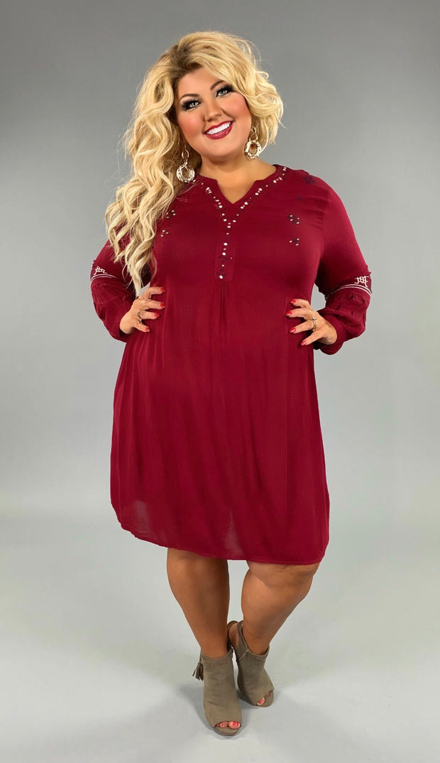 SD-V Burgundy with Beaded & Embroidery Detail  SALE!!!