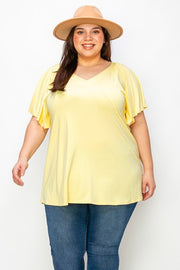 78 SSS {Make It So} Yellow V-Neck Tunic EXTENDED PLUS SIZE 4X 5X 6X