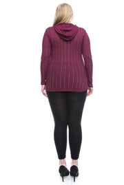 39 HD {The Lucky One} VOCAL Burgundy Waffle Knit Hoodie  PLUS SIZE XL 2X 3X