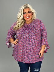 91 PQ {Promising Smile} Magneta Diamond Print Top EXTENDED PLUS SIZE 4X 5X 6X