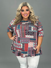 60 PSS {Seriously Happy} Pink/Multi-Color Mixed Print Top EXTENDED PLUS SIZE 4X 5X 6X