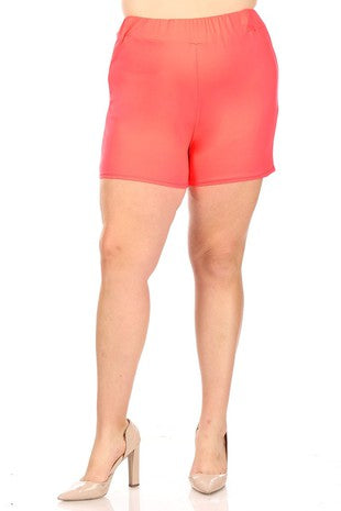 BT-G {Make Yourself Comfy} Coral Buttersoft Shorts PLUS SIZE 2X 3X