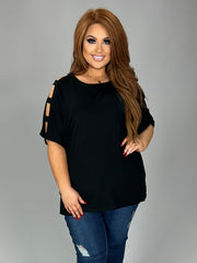 19 OS {Always The One} Black Ladder Sleeve Top PLUS SIZE 1X 2X 3X