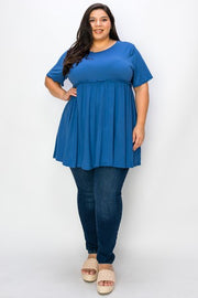 26 SSS {Casual Chic} Blue Ruffle Babydoll Tunic EXTENDED PLUS SIZE 3X 4X 5X
