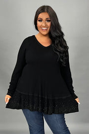 26 SD {Time To Hustle} VOCAL Black Waffle Knit w/Small Studs PLUS SIZE XL 2X 3X