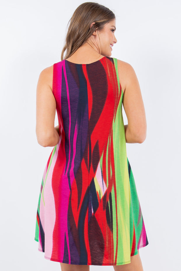 56 SV {Make It Look Easy}  Multi-Color Swirl Print Dress PLUS SIZE 1X 2X 3X