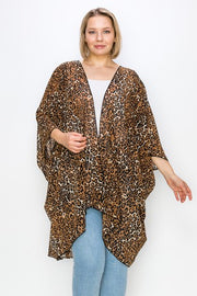 92 OT {The Wild Factor} Brown Leopard Print Kimono EXTENDED PLUS SIZE 3X 4X 5X