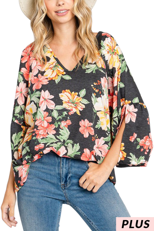 27 PQ {Chic Alternative} Black Floral Batwing Loose Fit Top PLUS SIZE 1X 2X 3X