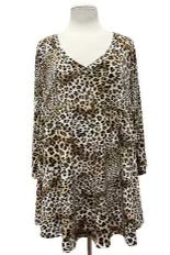 20 PQ {Scattered Dreams} Leopard Print V-Neck Top EXTENDED PLUS SIZE 3X 4X 5X