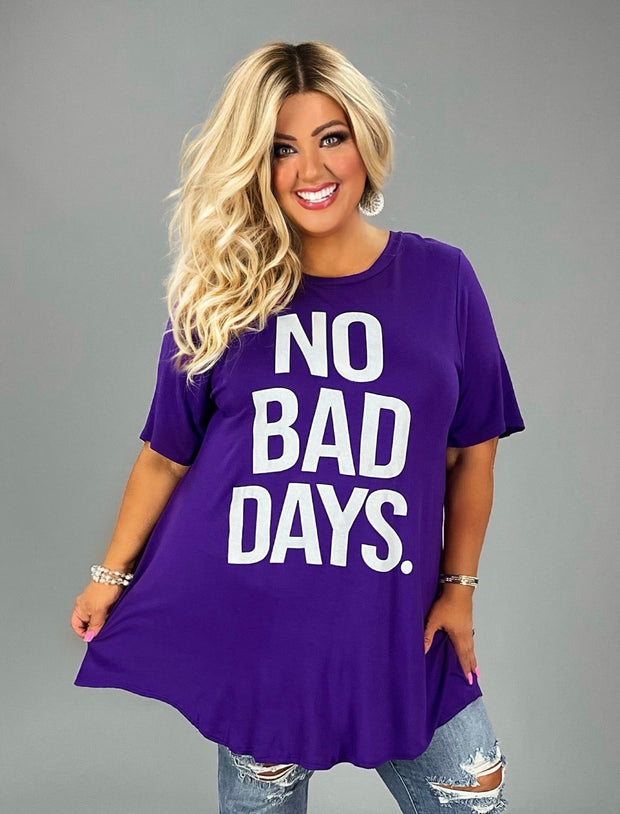99 or 98 GT-Y {No Bad Days} Purple Graphic Tee CURVY BRAND!!!  EXTENDED PLUS SIZE XL 2X 3X 4X 5X 6X