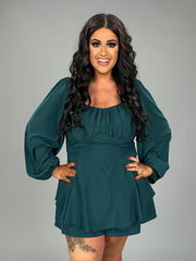 11 RP-A {Be Fearless} Green Romper w/ Tie PLUS SIZE XL