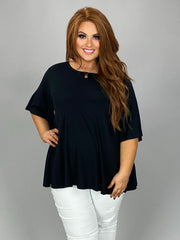 55 SSS-I {For The First Time} Black Angel Wing Sleeve Top PLUS SIZE 1X 2X 3X