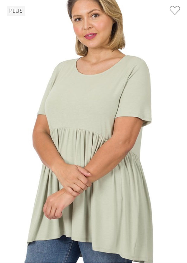 43 SSS {Feeling The Love} Light Sage Babydoll Top PLUS SIZE 1X 2X 3X