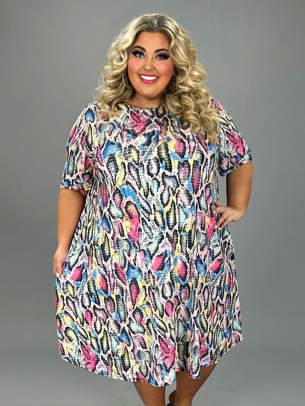 100 PSS {Adventurous Choice} Multi-Color Snake Print Dress EXTENDED PLUS SIZE 2X 3X 4X  TRUE TO SIZE!!