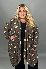 32 OT {Lost In The Wild} Brown Lg. Leopard Long Cardigan EXTENDED PLUS SIZE 3X 4X 5X