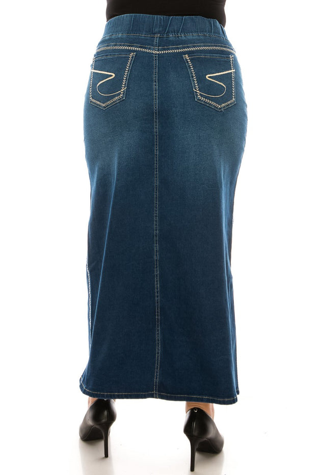 BT 99 Be Girl Indigo Stretch Denim Maxi Skirt EXTENDED PLUS SIZE 4X Curvy Boutique Plus Size Clothing