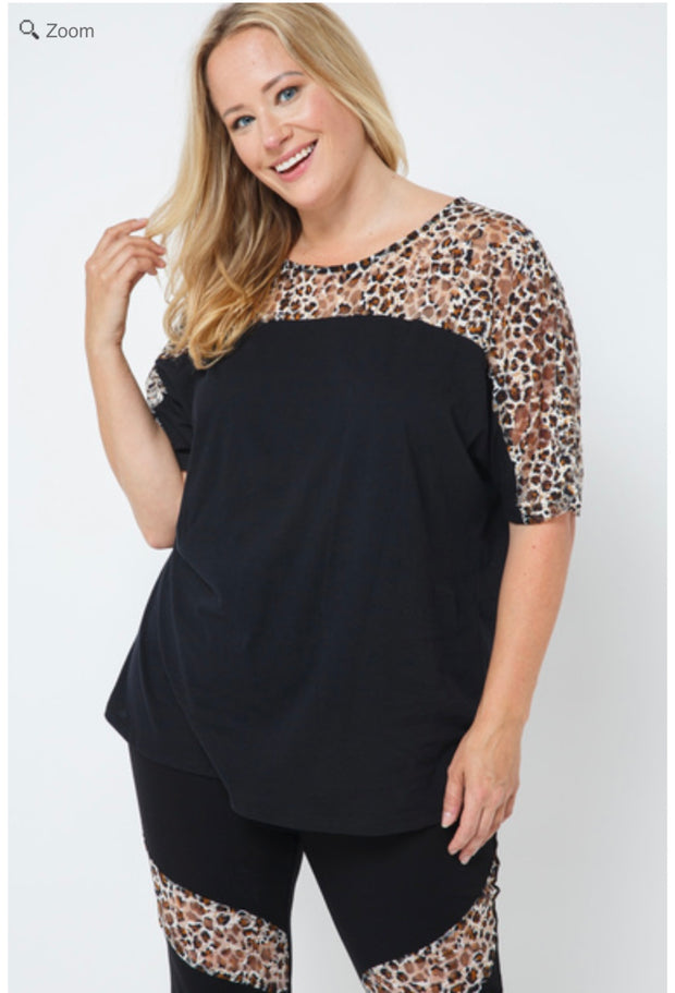52 CP {Wild Like This} VOCAL Black Leopard Lace Top PLUS SIZE XL 2X 3X