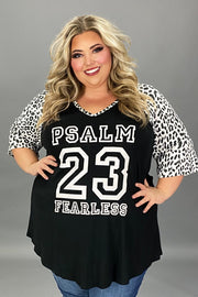 49 GT {Psalm 23} Black Leopard Graphic Tee CURVY BRAND!!!  EXTENDED PLUS SIZE XL 2X 3X 4X 5X 6X (May Size Down 1 Size)