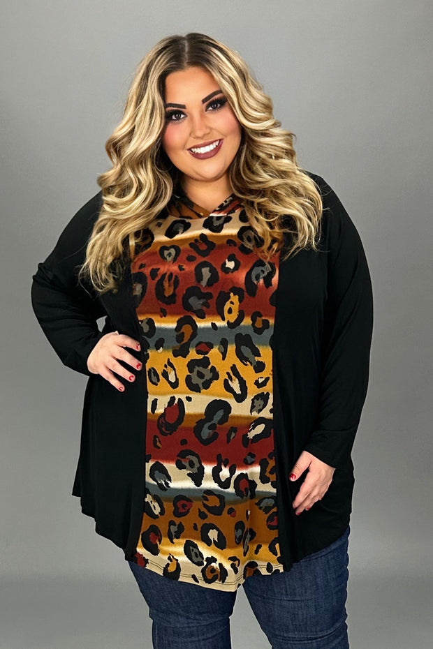 32 HD-B {Admiration} Black/Rust Animal Print SALE!!! Hoodie CURVY BRAND!! EXTENDED PLUS SIZE 4X 5X 6X