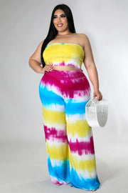 99 SET {Admittedly Extra} Yellow Tie Dye Bandeau Pant Set EXTENDED PLUS SIZE 5X