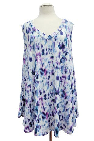 26 SV {No Looking Back} Purple/Blue Tie Dye V-Neck Top EXTENDED PLUS SIZE 4X 5X 6X