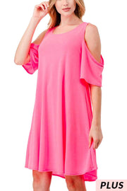85 OS {Just The Beginning} Neon Pink Dress PLUS SIZE 1X 2X 3X