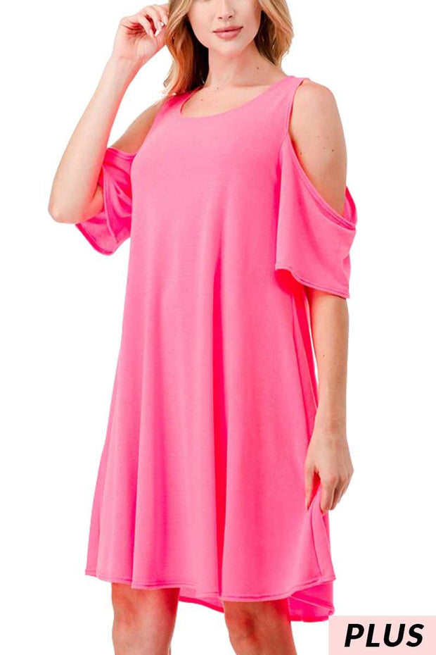 85 OS {Just The Beginning} Neon Pink Dress PLUS SIZE 1X 2X 3X