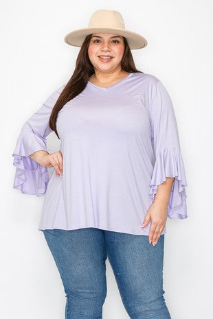 52 SQ {Free To Dazzle} Lavender V-Neck Top EXTENDED PLUS SIZE 4X 5X 6X