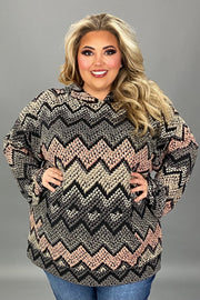 29 HD {Fearless Fashion} Grey/Coral Zig Zag Print Hoodie EXTENDED PLUS SIZE 3X 4X 5X