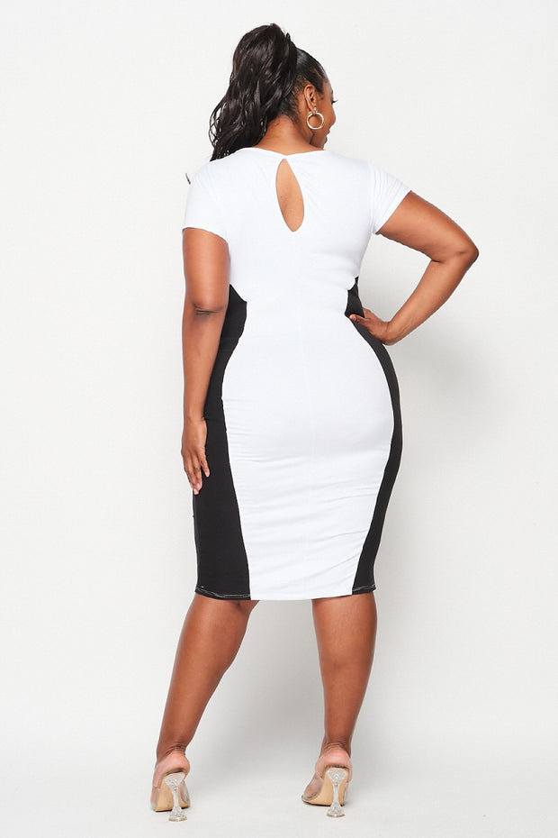 15 CP {Romantic Story} Black/White Color Block Dress PLUS SIZE 1X 2X 3X