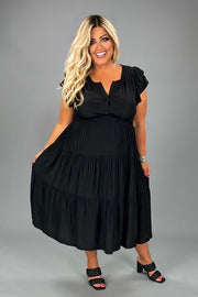 LD-G {First Impression} Umgee Black Tiered Dress PLUS SIZE XL 1X 2X