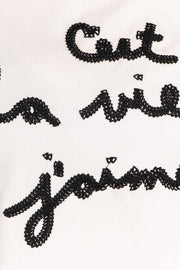 GT-L {That Is The Life I Love} Ivory Sweatshirt Black Stitching SALE!!!