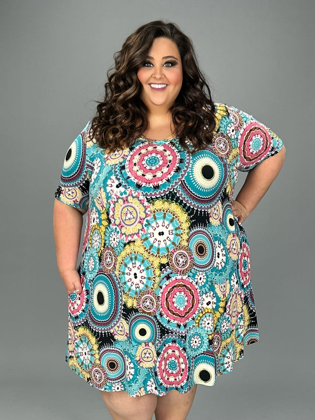 14 PSS-D {Only The Best For Me} Mint Mandala Print Dress EXTENDED PLUS SIZE 3X 4X 5X