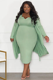 24 SET {Front Page Fashion} Green Tank Dress & Cardigan EXTENDED PLUS SIZE 4X