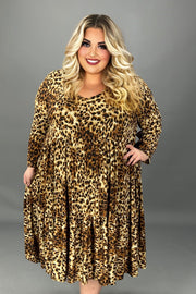 86 PQ {Posh Presence} Leopard Print Tiered Dress EXTENDED PLUS SIZE 3X 4X 5X