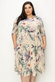 26 PSS {Lost In The Garden} Taupe Floral Print Dress EXTENDED PLUS SIZE 4X 5X 6X